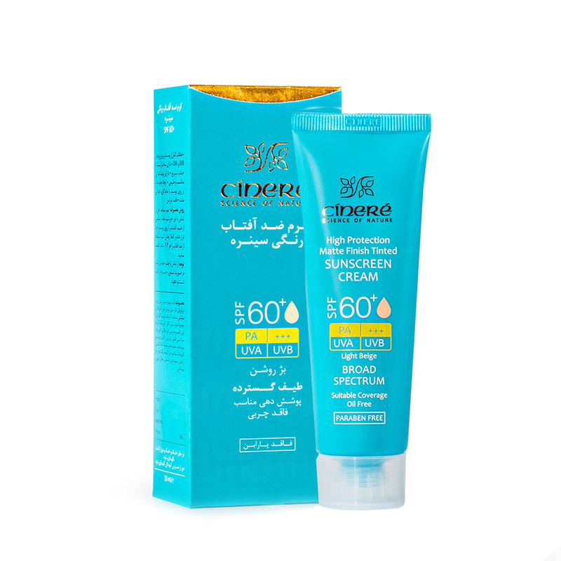 کرم ضد آفتاب رنگی SPF60 سینره فاقد چربی